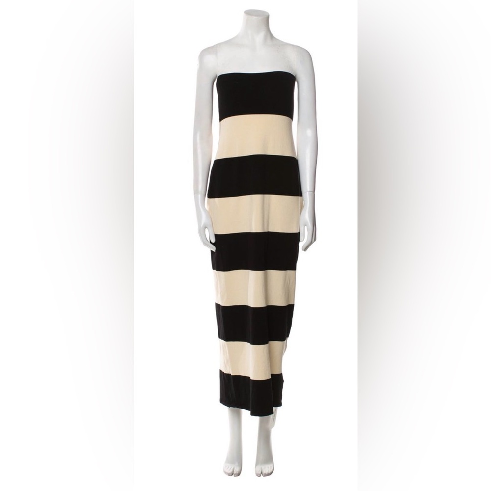 Posse Black and Cream Striped Maxi Dress NWOT - Picture 3 of 4